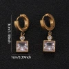 The new cross-border unisex golden square zirconia titanium steel earrings are simple, fashionable, elegant and exquisite. They are dazzling and brilliant details Picture